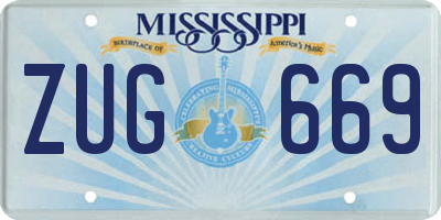 MS license plate ZUG669