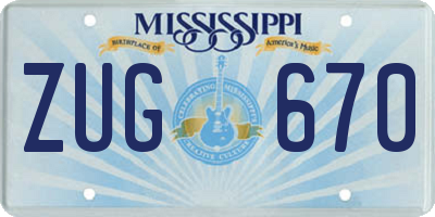 MS license plate ZUG670