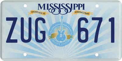 MS license plate ZUG671