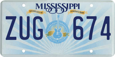 MS license plate ZUG674