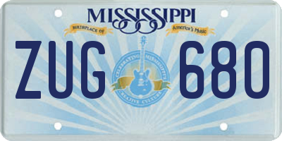 MS license plate ZUG680