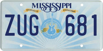 MS license plate ZUG681