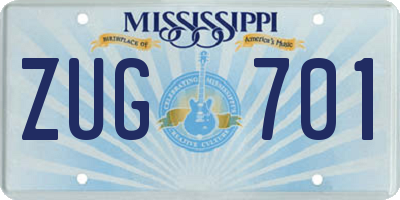MS license plate ZUG701
