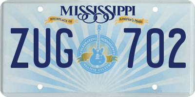 MS license plate ZUG702