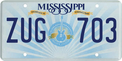 MS license plate ZUG703