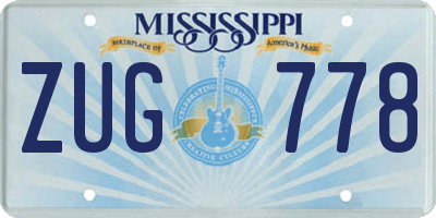 MS license plate ZUG778