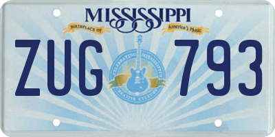 MS license plate ZUG793