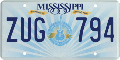 MS license plate ZUG794