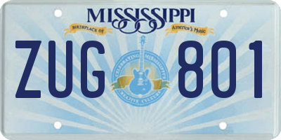MS license plate ZUG801