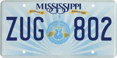 MS license plate ZUG802