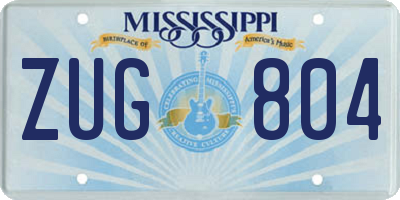 MS license plate ZUG804