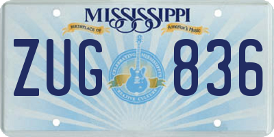 MS license plate ZUG836