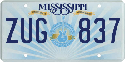 MS license plate ZUG837