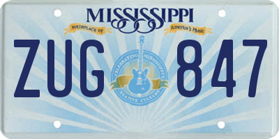 MS license plate ZUG847