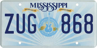 MS license plate ZUG868