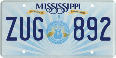 MS license plate ZUG892