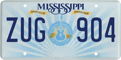 MS license plate ZUG904