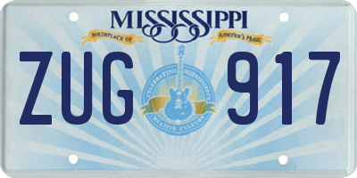 MS license plate ZUG917