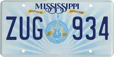 MS license plate ZUG934