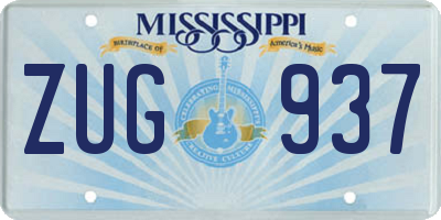 MS license plate ZUG937