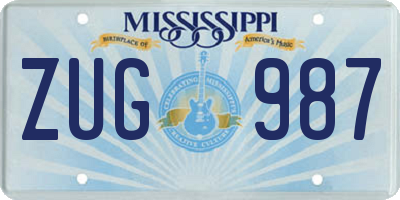 MS license plate ZUG987