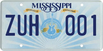 MS license plate ZUH001