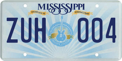 MS license plate ZUH004