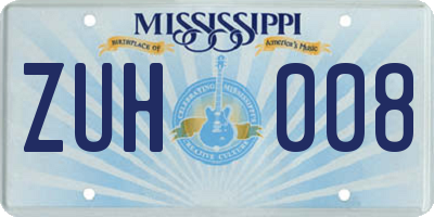 MS license plate ZUH008