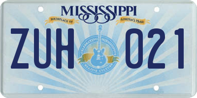 MS license plate ZUH021
