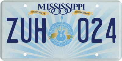 MS license plate ZUH024