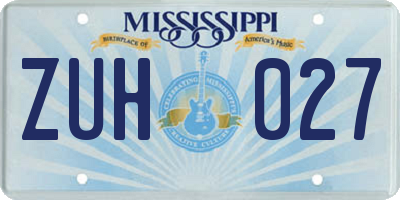 MS license plate ZUH027