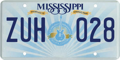 MS license plate ZUH028