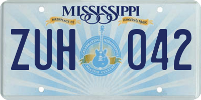 MS license plate ZUH042
