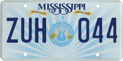 MS license plate ZUH044