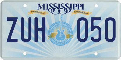 MS license plate ZUH050