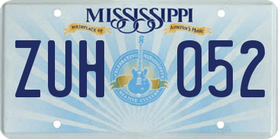 MS license plate ZUH052