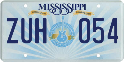 MS license plate ZUH054