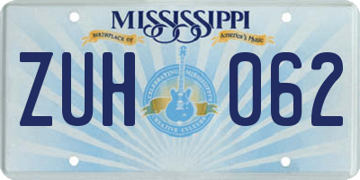 MS license plate ZUH062