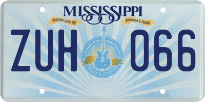 MS license plate ZUH066