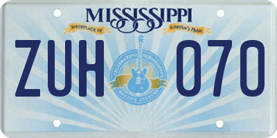 MS license plate ZUH070