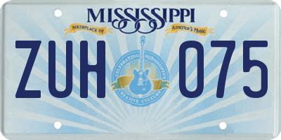 MS license plate ZUH075