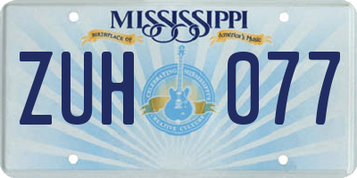 MS license plate ZUH077