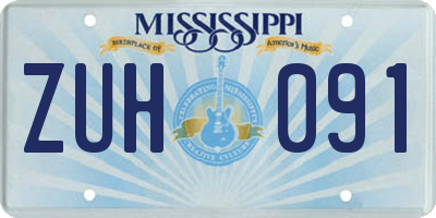 MS license plate ZUH091