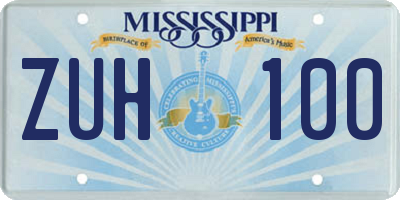 MS license plate ZUH100