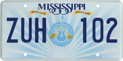 MS license plate ZUH102