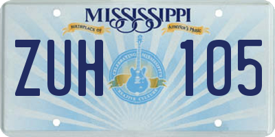 MS license plate ZUH105