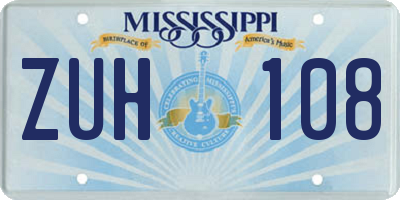 MS license plate ZUH108