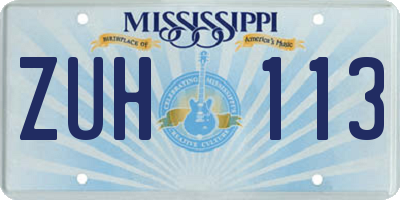 MS license plate ZUH113