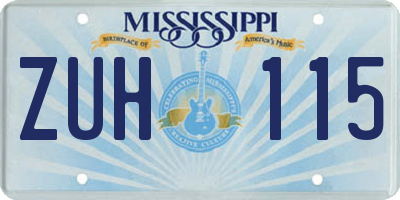 MS license plate ZUH115