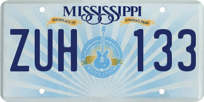 MS license plate ZUH133